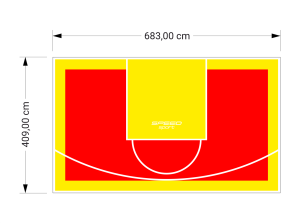 28M2/409X683CM CZERWONO-ŻÓŁTE BOISKO DO KOSZYKÓWKI SPEEDSPORT HEXA POWER PRO