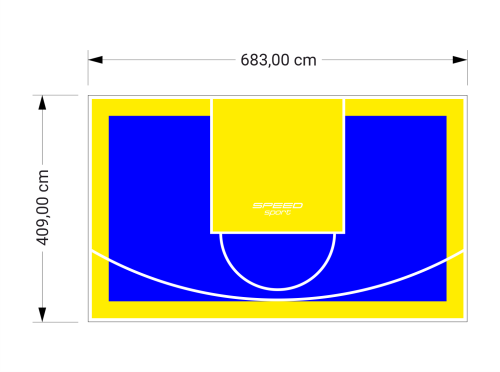 28M2/409X683CM NIEBIESKO-ŻÓŁTE BOISKO DO KOSZYKÓWKI SPEEDSPORT HEXA POWER PRO