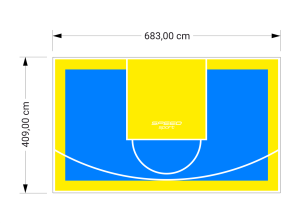 28M2/409X683CM BŁĘKITNO-ŻÓŁTE BOISKO DO KOSZYKÓWKI SPEEDSPORT HEXA POWER PRO