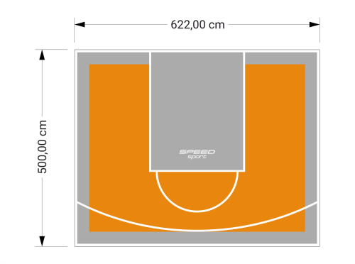 31M2/500X622CM POMARAŃCZOWO-SZARE BOISKO DO KOSZYKÓWKI SPEEDSPORT HEXA POWER PRO