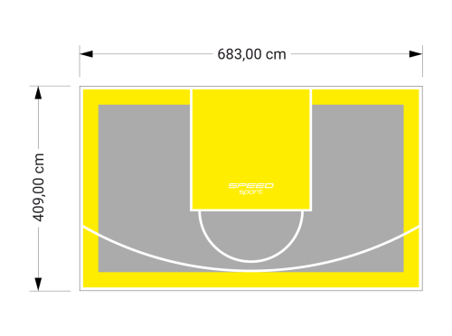 28M2/409X683CM SZARO-ŻÓŁTE BOISKO DO KOSZYKÓWKI SPEEDSPORT HEXA POWER PRO