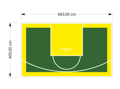28M2/409X683CM ZIELONO-ŻÓŁTE BOISKO DO KOSZYKÓWKI SPEEDSPORT HEXA POWER PRO
