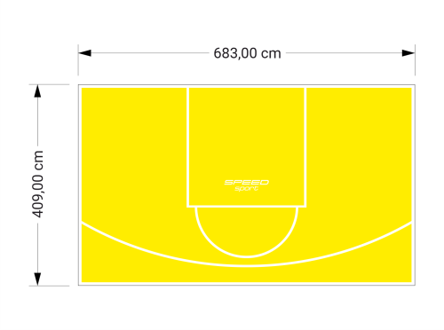 28M2/409X683CM ŻÓŁTE BOISKO DO KOSZYKÓWKI SPEEDSPORT HEXA POWER PRO