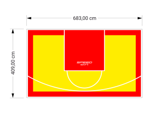 28M2/409X683CM ŻÓŁTO-CZERWONE BOISKO DO KOSZYKÓWKI SPEEDSPORT HEXA POWER PRO