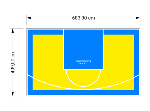 28M2/409X683CM ŻÓŁTO-BŁĘKITNE BOISKO DO KOSZYKÓWKI SPEEDSPORT HEXA POWER PRO