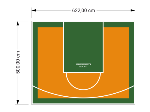 31M2/500X622CM POMARAŃCZOWO-ZIELONE BOISKO DO KOSZYKÓWKI SPEEDSPORT HEXA POWER PRO