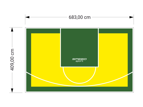 28M2/409X683CM ŻÓŁTO-ZIELONE BOISKO DO KOSZYKÓWKI SPEEDSPORT HEXA POWER PRO