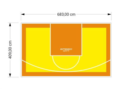 28M2/409X683CM ŻÓŁTO-POMARAŃCZOWE BOISKO DO KOSZYKÓWKI SPEEDSPORT HEXA POWER PRO