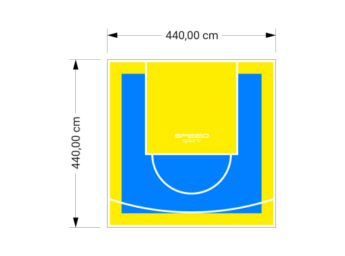 19M2/440X440CM BŁĘKITNO-ŻÓŁTE BOISKO DO KOSZYKÓWKI SPEEDSPORT HEXA POWER PRO