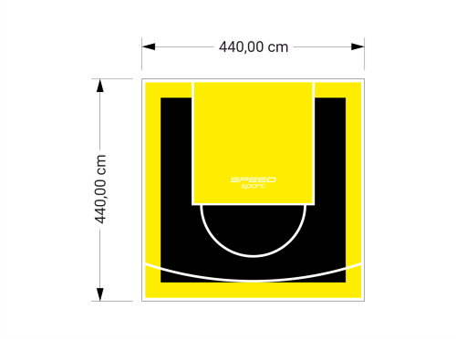 19M2/440X440CM CZARNO-ŻÓŁTE BOISKO DO KOSZYKÓWKI SPEEDSPORT HEXA POWER PRO