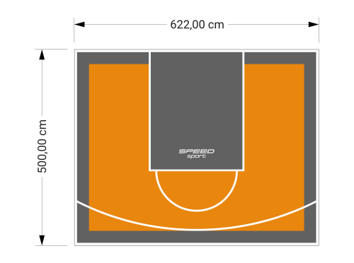 31M2/500X622CM POMARAŃCZOWO-GRAFITOWE BOISKO DO KOSZYKÓWKI SPEEDSPORT HEXA POWER PRO
