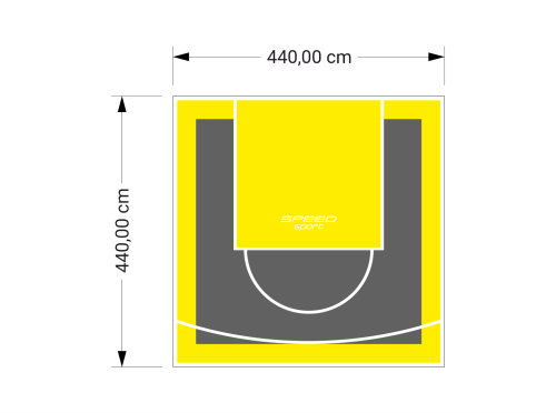 19M2/440X440CM GRAFITOWO-ŻÓŁTE BOISKO DO KOSZYKÓWKI SPEEDSPORT HEXA POWER PRO