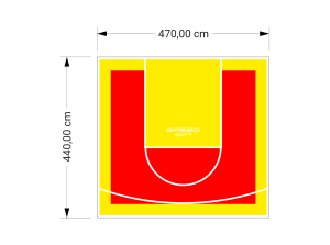21M2/440X470CM CZERWONO-ŻÓŁTE BOISKO DO KOSZYKÓWKI SPEEDSPORT HEXA POWER PRO