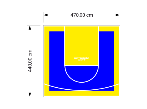 21M2/440X470CM NIEBIESKO-ŻÓŁTE BOISKO DO KOSZYKÓWKI SPEEDSPORT HEXA POWER PRO