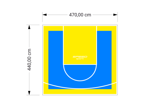 21M2/440X470CM BŁĘKITNO-ŻÓŁTE BOISKO DO KOSZYKÓWKI SPEEDSPORT HEXA POWER PRO