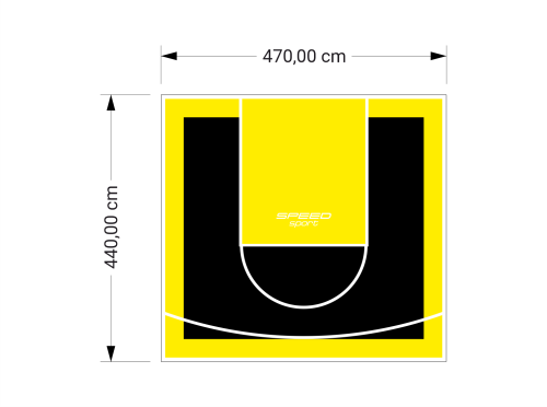 21M2/440X470CM CZARNO-ŻÓŁTE BOISKO DO KOSZYKÓWKI SPEEDSPORT HEXA POWER PRO