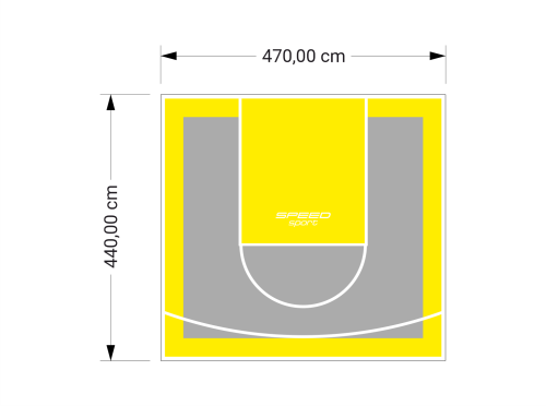 21M2/440X470CM SZARO-ŻÓŁTE BOISKO DO KOSZYKÓWKI SPEEDSPORT HEXA POWER PRO
