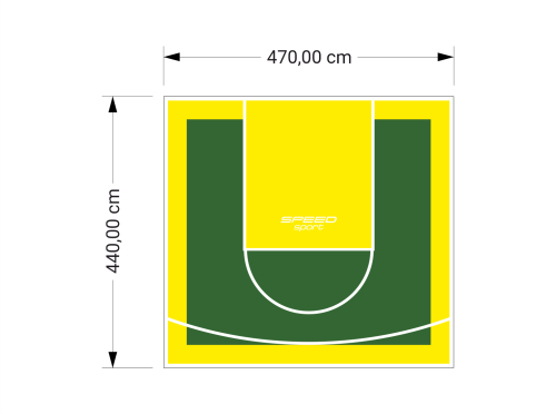21M2/440X470CM ZIELONO-ŻÓŁTE BOISKO DO KOSZYKÓWKI SPEEDSPORT HEXA POWER PRO
