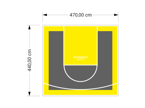 21M2/440X470CM GRAFITOWO-ŻÓŁTE BOISKO DO KOSZYKÓWKI SPEEDSPORT HEXA POWER PRO