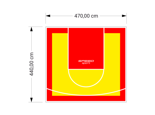 21M2/440X470CM ŻÓŁTO-CZERWONE BOISKO DO KOSZYKÓWKI SPEEDSPORT HEXA POWER PRO