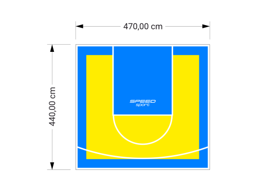 21M2/440X470CM ŻÓŁTO-BŁĘKITNE BOISKO DO KOSZYKÓWKI SPEEDSPORT HEXA POWER PRO