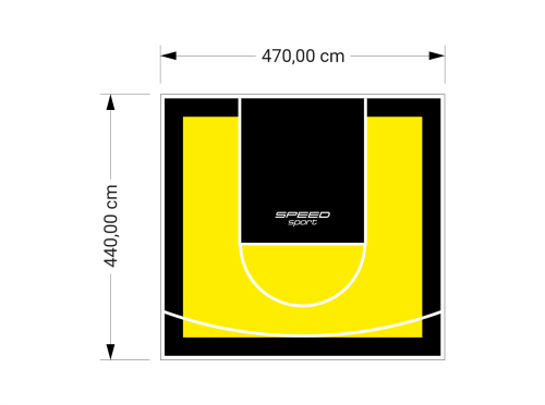 21M2/440X470CM ŻÓŁTO-CZARNE BOISKO DO KOSZYKÓWKI SPEEDSPORT HEXA POWER PRO