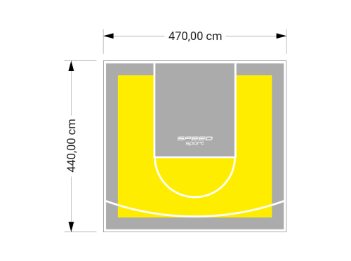 21M2/440X470CM ŻÓŁTO-SZARE BOISKO DO KOSZYKÓWKI SPEEDSPORT HEXA POWER PRO