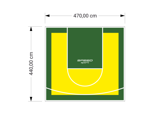 21M2/440X470CM ŻÓŁTO-ZIELONE BOISKO DO KOSZYKÓWKI SPEEDSPORT HEXA POWER PRO