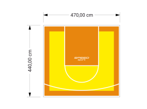21M2/440X470CM ŻÓŁTO-POMARAŃCZOWE BOISKO DO KOSZYKÓWKI SPEEDSPORT HEXA POWER PRO