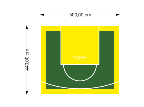 22M2/440X500CM ZIELONO-ŻÓŁTE BOISKO DO KOSZYKÓWKI SPEEDSPORT HEXA POWER PRO
