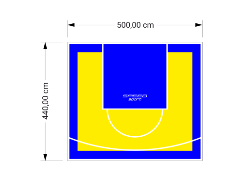 22M2/440X500CM ŻÓŁTO-NIEBIESKIE BOISKO DO KOSZYKÓWKI SPEEDSPORT HEXA POWER PRO