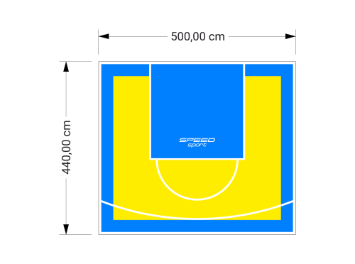 22M2/440X500CM ŻÓŁTO-BŁĘKITNE BOISKO DO KOSZYKÓWKI SPEEDSPORT HEXA POWER PRO