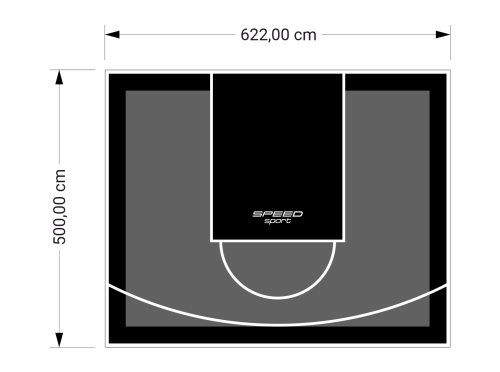 31M2/500X622CM GRAFITOWO-CZARNE BOISKO DO KOSZYKÓWKI SPEEDSPORT HEXA POWER PRO