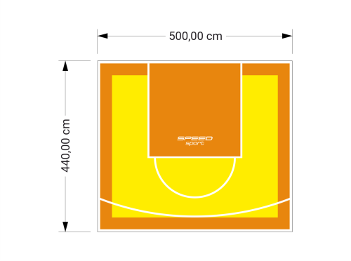 22M2/440X500CM ŻÓŁTO-POMARAŃCZOWE BOISKO DO KOSZYKÓWKI SPEEDSPORT HEXA POWER PRO