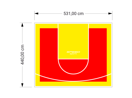 23M2/440X531CM CZERWONO-ŻÓŁTE BOISKO DO KOSZYKÓWKI SPEEDSPORT HEXA POWER PRO
