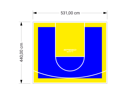 23M2/440X531CM NIEBIESKO-ŻÓŁTE BOISKO DO KOSZYKÓWKI SPEEDSPORT HEXA POWER PRO