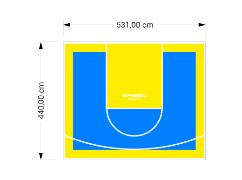 23M2/440X531CM BŁĘKITNO-ŻÓŁTE BOISKO DO KOSZYKÓWKI SPEEDSPORT HEXA POWER PRO