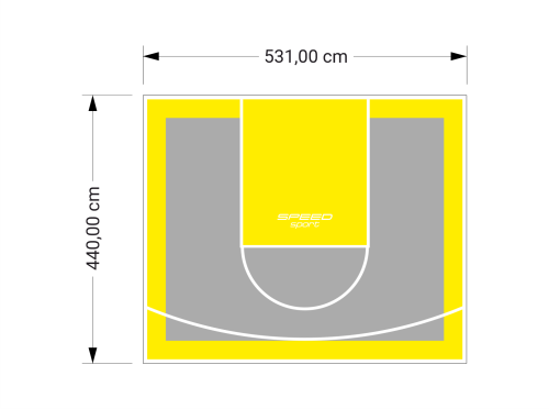 23M2/440X531CM SZARO-ŻÓŁTE BOISKO DO KOSZYKÓWKI SPEEDSPORT HEXA POWER PRO