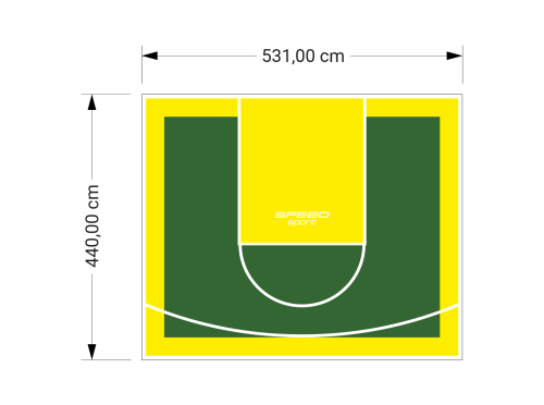 23M2/440X531CM ZIELONO-ŻÓŁTE BOISKO DO KOSZYKÓWKI SPEEDSPORT HEXA POWER PRO