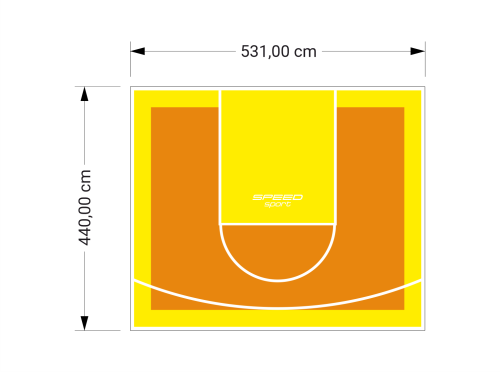 23M2/440X531CM POMARAŃCZOWO-ŻÓŁTE BOISKO DO KOSZYKÓWKI SPEEDSPORT HEXA POWER PRO