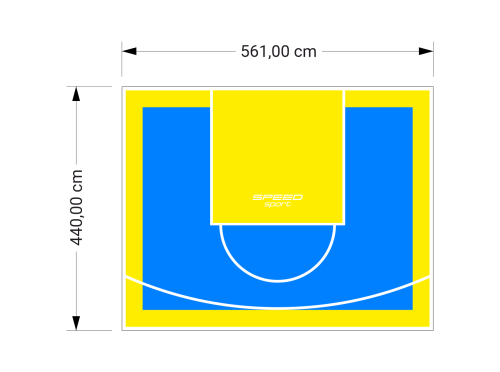 25M2/440X561CM BŁĘKITNO-ŻÓŁTE BOISKO DO KOSZYKÓWKI SPEEDSPORT HEXA POWER PRO