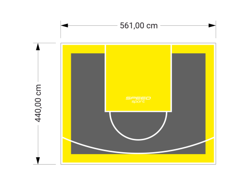 25M2/440X561CM GRAFITOWO-ŻÓŁTE BOISKO DO KOSZYKÓWKI SPEEDSPORT HEXA POWER PRO