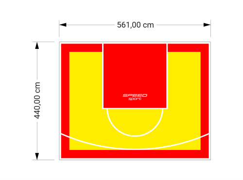 25M2/440X561CM ŻÓŁTO-CZERWONE BOISKO DO KOSZYKÓWKI SPEEDSPORT HEXA POWER PRO