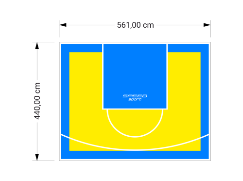 25M2/440X561CM ŻÓŁTO-BŁĘKITNE BOISKO DO KOSZYKÓWKI SPEEDSPORT HEXA POWER PRO