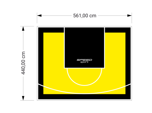 25M2/440X561CM ŻÓŁTO-CZARNE BOISKO DO KOSZYKÓWKI SPEEDSPORT HEXA POWER PRO