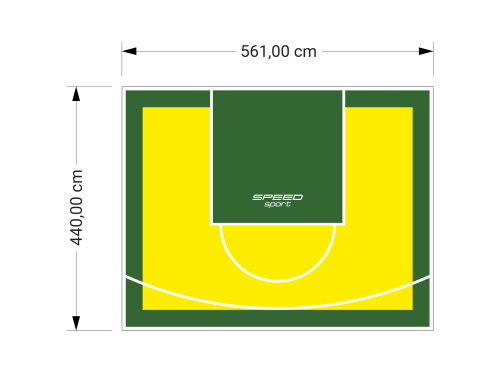 25M2/440X561CM ŻÓŁTO-ZIELONE BOISKO DO KOSZYKÓWKI SPEEDSPORT HEXA POWER PRO