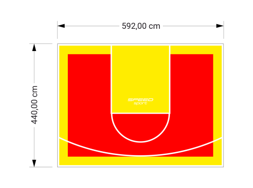 26M2/440X592CM CZERWONO-ŻÓŁTE BOISKO DO KOSZYKÓWKI SPEEDSPORT HEXA POWER PRO
