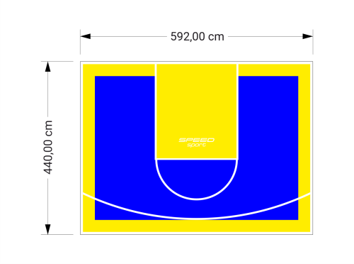 26M2/440X592CM NIEBIESKO-ŻÓŁTE BOISKO DO KOSZYKÓWKI SPEEDSPORT HEXA POWER PRO