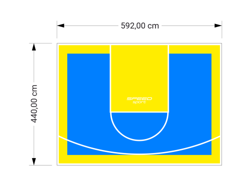 26M2/440X592CM BŁĘKITNO-ŻÓŁTE BOISKO DO KOSZYKÓWKI SPEEDSPORT HEXA POWER PRO