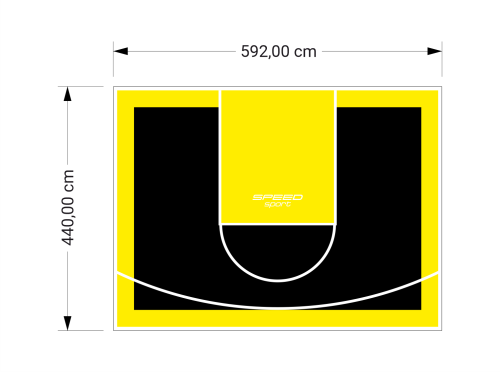 26M2/440X592CM CZARNO-ŻÓŁTE BOISKO DO KOSZYKÓWKI SPEEDSPORT HEXA POWER PRO